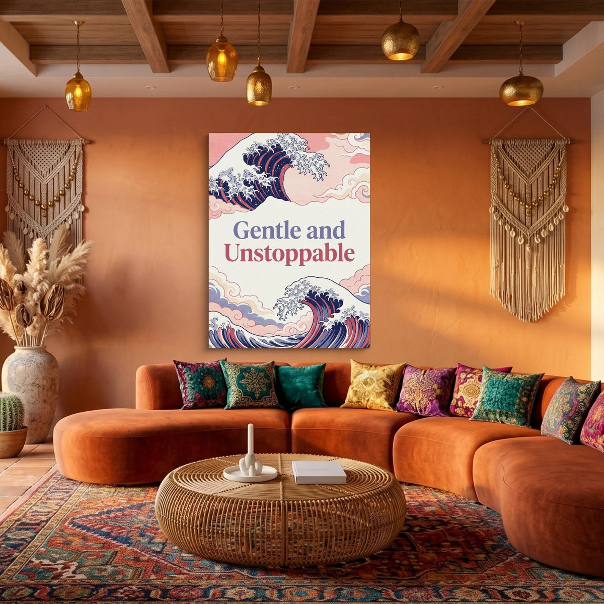 Kanagawa Gentle Wave — kanagawa gentle wave sq boho living 1port flush print