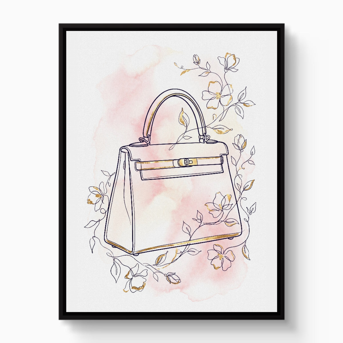 Kelly Bag Blush Floral — kelly bag blush floral white studio framed black