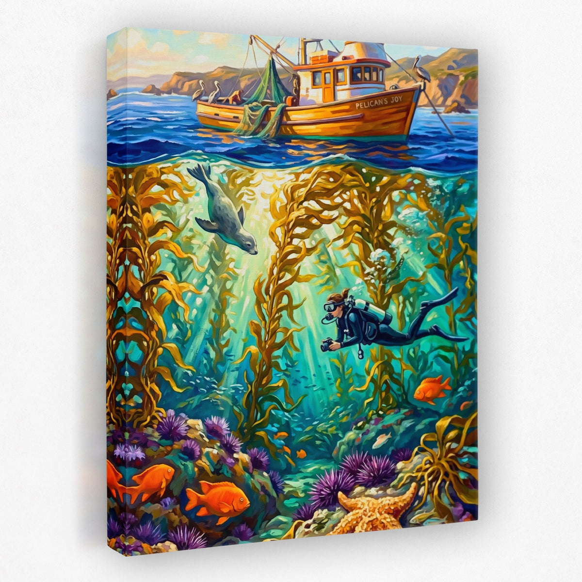 Kelp Forest Diving canvas wall art