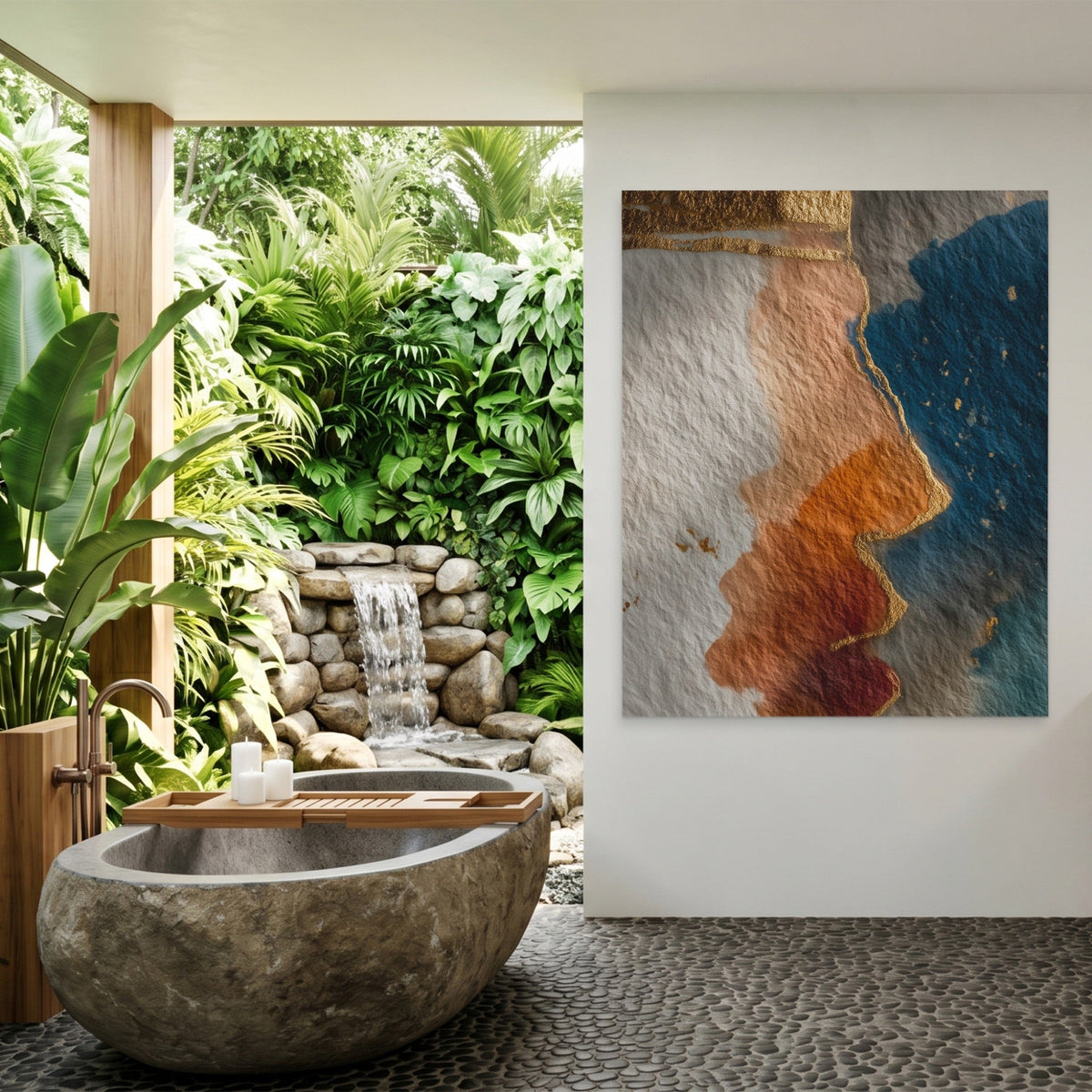 King Terracotta Silhouette canvas wall art, room view
