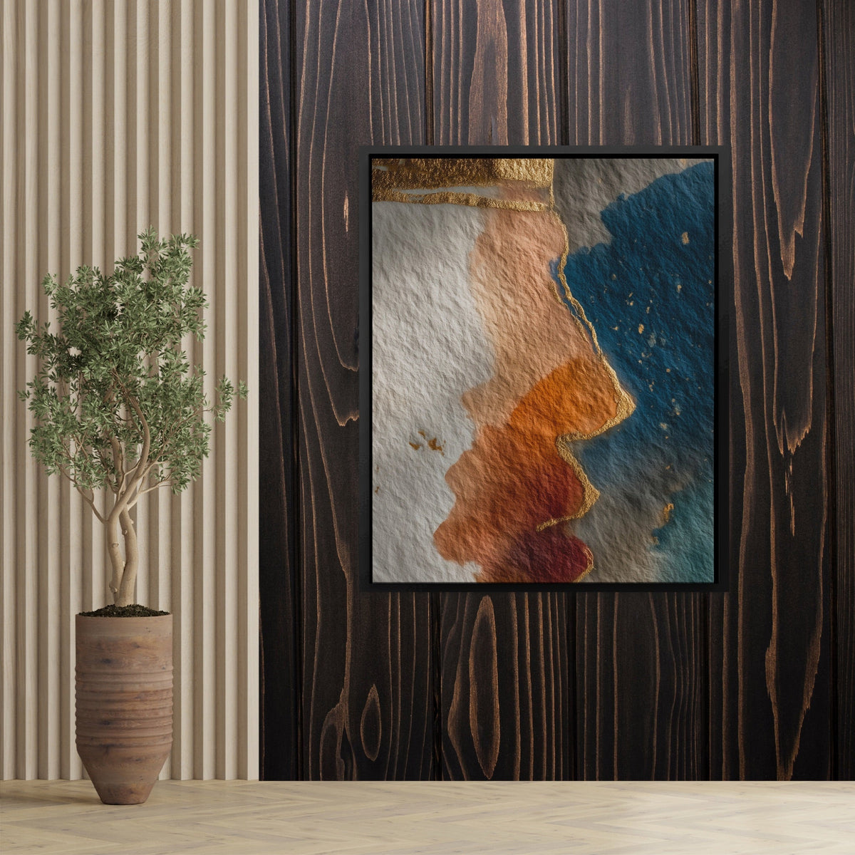 King Terracotta Silhouette canvas wall art, room view