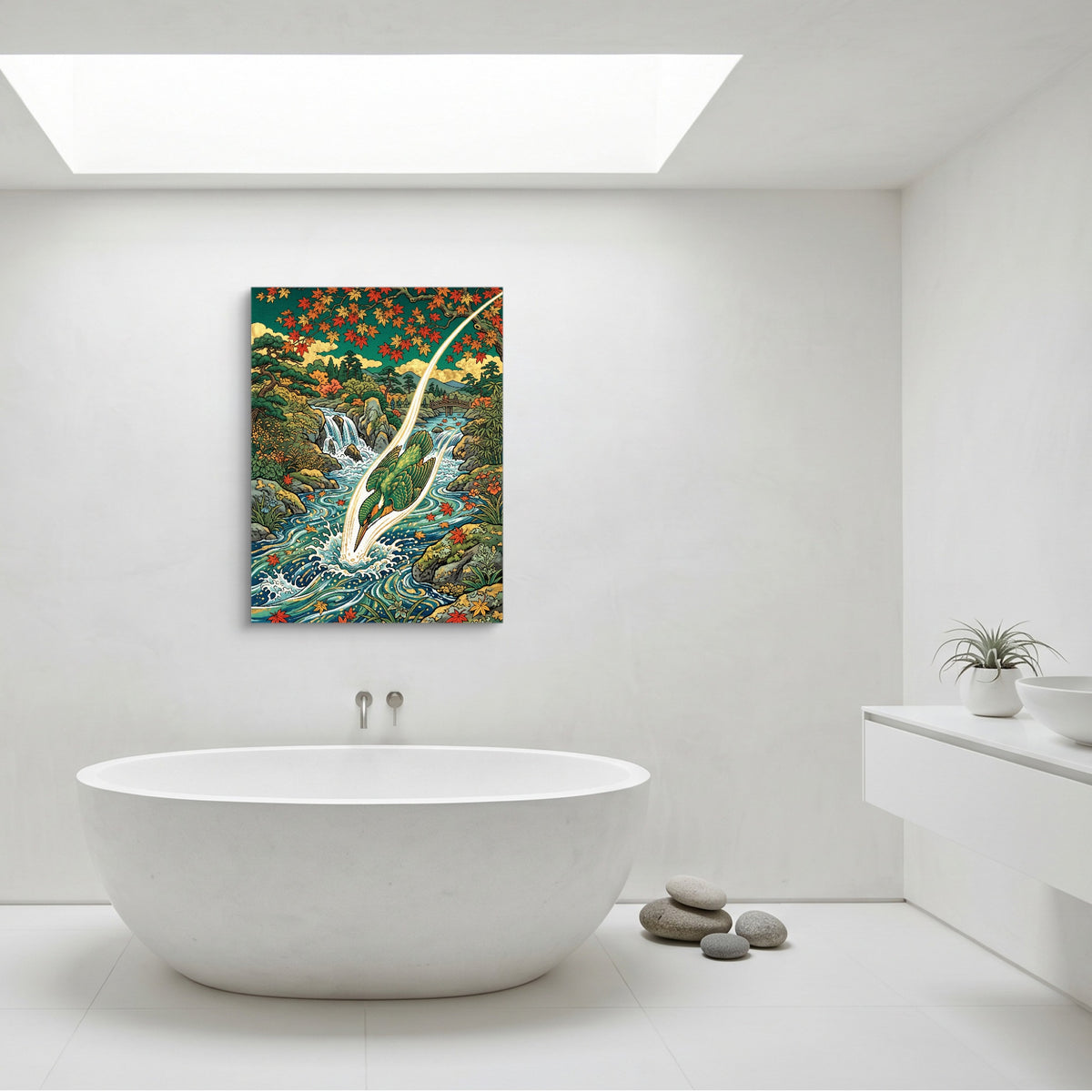Kingfisher River Dive — kingfisher river dive sq minimalist bathroom 1port flush print