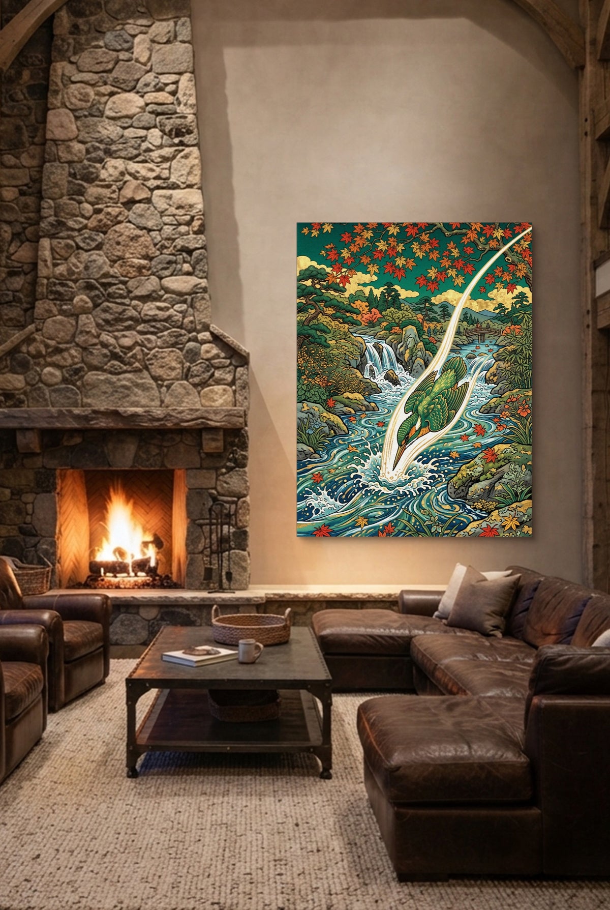 Kingfisher River Dive — kingfisher river dive p living room interior space 1port flush print
