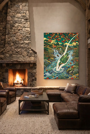 Kingfisher River Dive — kingfisher river dive p living room interior space 1port flush print