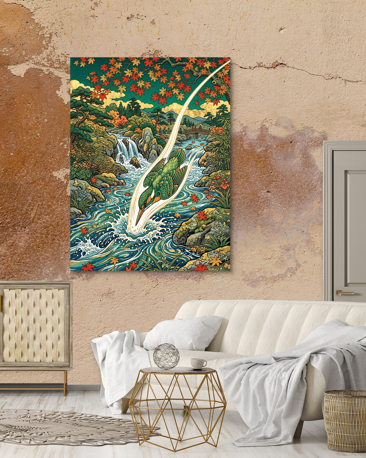 Kingfisher River Dive — kingfisher river dive psd mocha luxury room 1port flush print