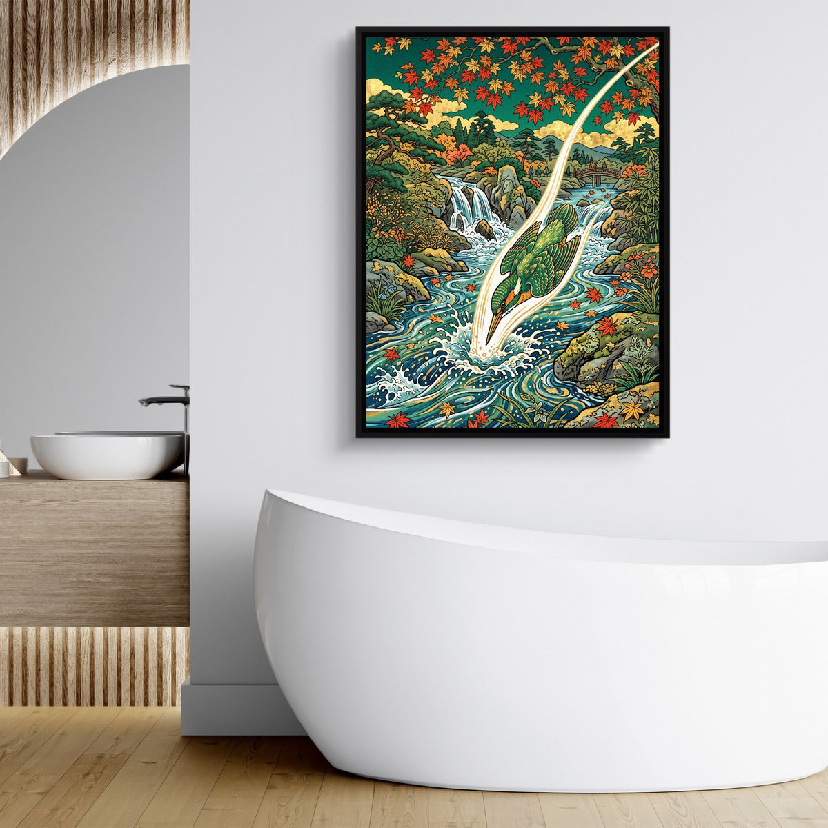 Kingfisher River Dive — kingfisher river dive sq bathroom hotel 1port framed black