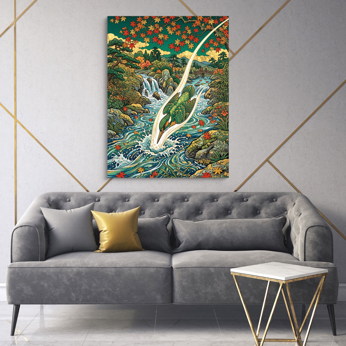 Kingfisher River Dive — kingfisher river dive sq high fashion 1port flush print