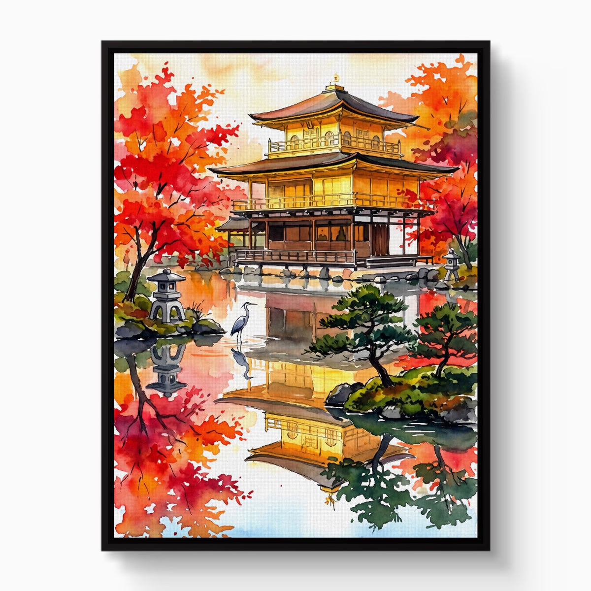 Kinkaku-ji Autumn — kinkaku ji autumn white studio framed black