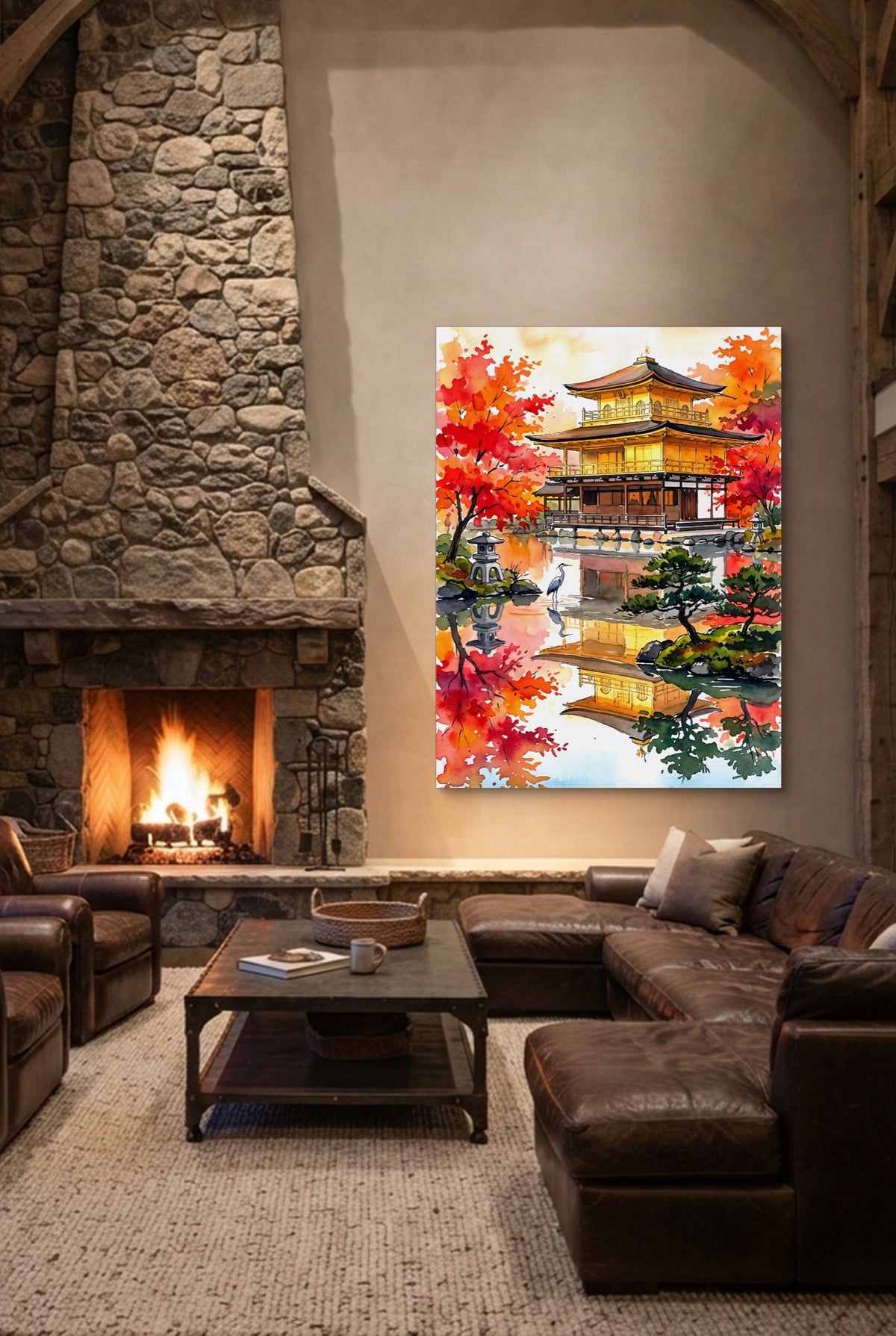 Kinkaku-ji Autumn — kinkaku ji autumn p living room interior space 1port flush print