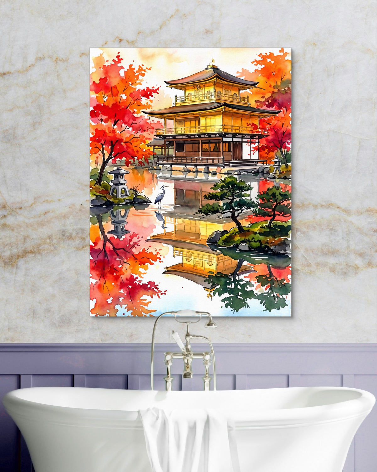 Kinkaku-ji Autumn — kinkaku ji autumn psd marble purple bath 1port flush print