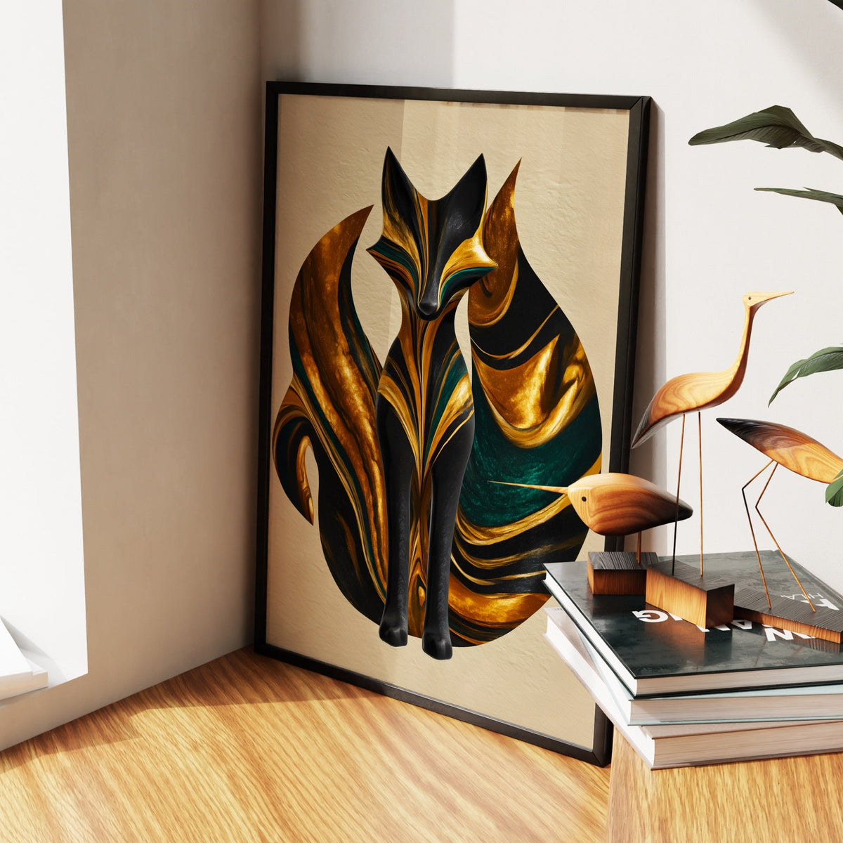 Kitsune Golden Tails - Luxury Wall Art