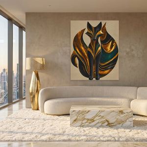 Kitsune Golden Tails - Luxury Wall Art