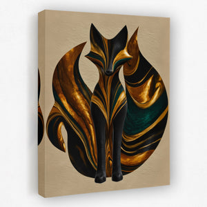 Kitsune Golden Tails - Luxury Wall Art
