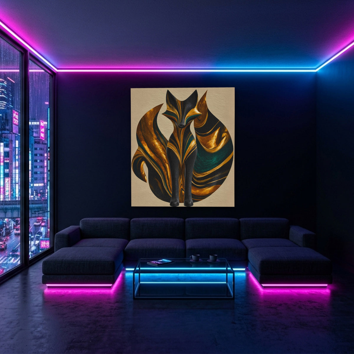 Kitsune Golden Tails — Kitsune Golden Tails Blue Pink Neon Room Port 3