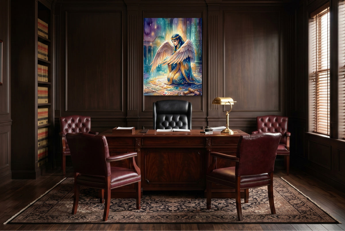 Kneeling Temple Oracle — kneeling temple oracle wooden office with desk 1port flush print