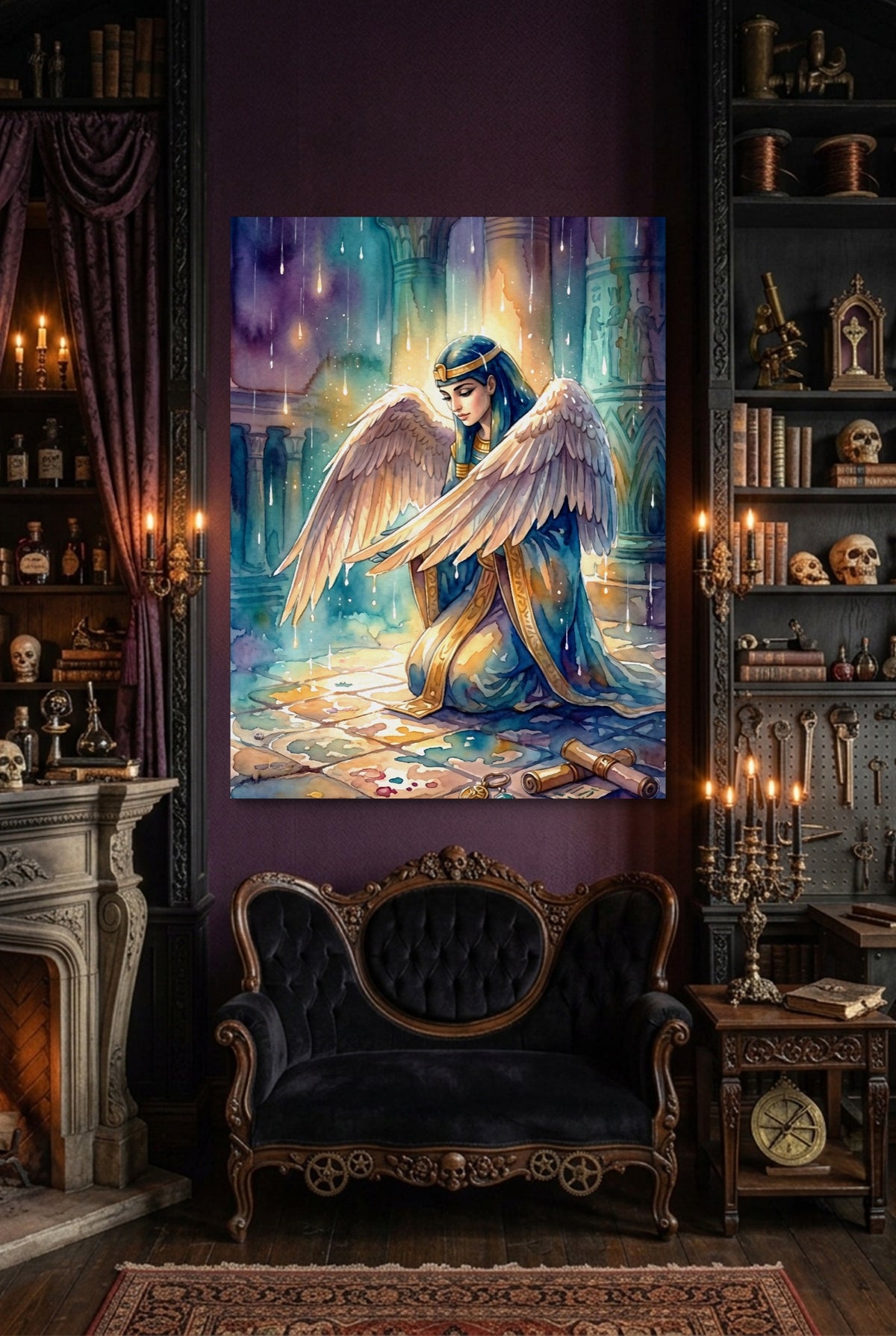 Kneeling Temple Oracle — kneeling temple oracle p indoor room with furniture 1port flush print