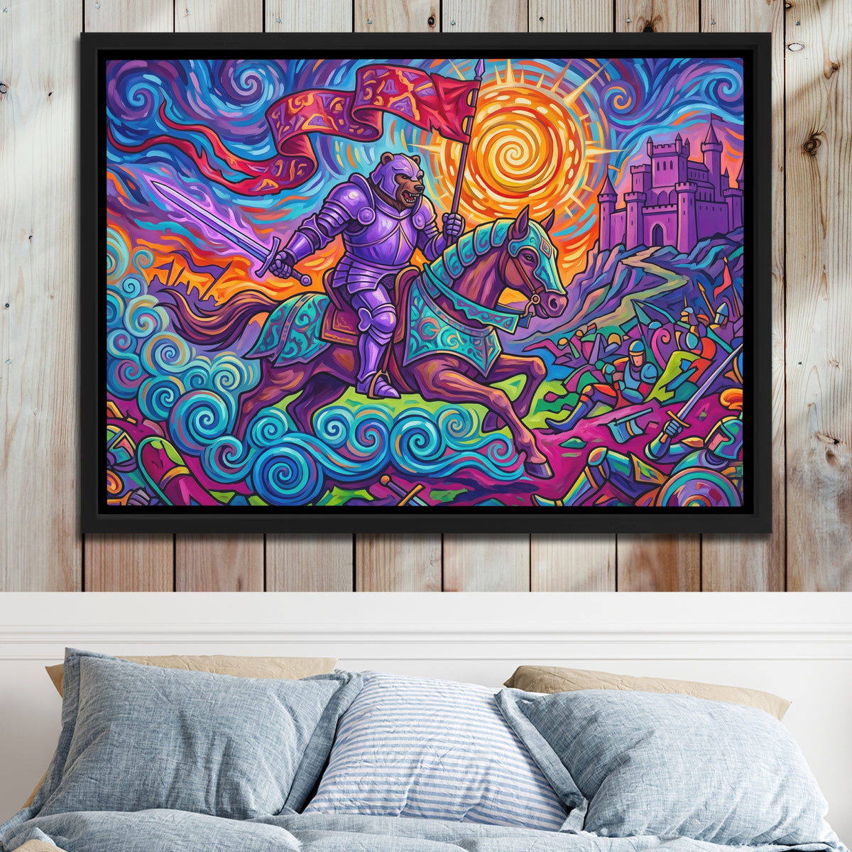 Knight Psychedelic Victory — Knight Psychedelic Victory Bed 2 Wood Panel 48
