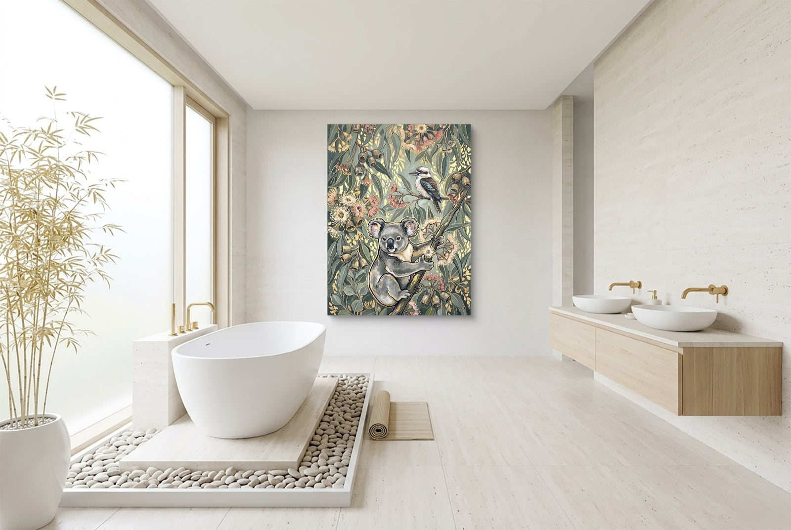 Koala Eucalyptus Bloom — koala eucalyptus bloom white studio framed black