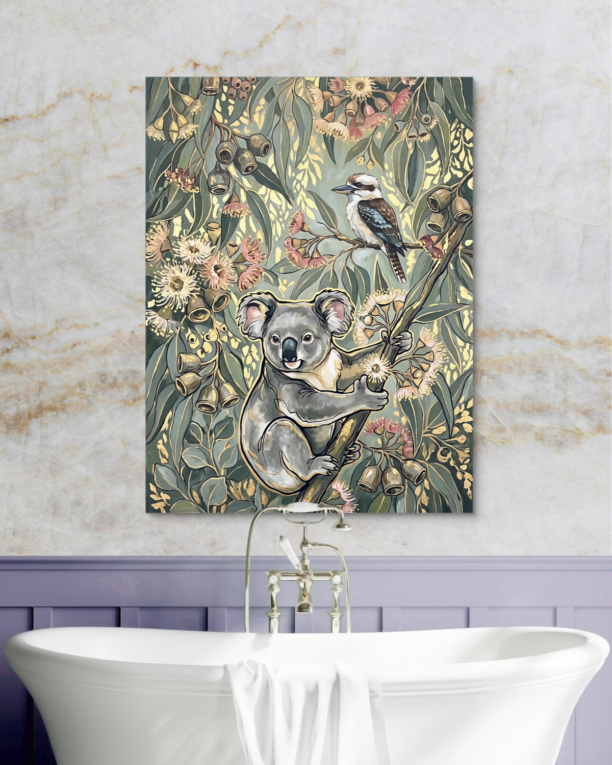 Koala Eucalyptus Bloom — koala eucalyptus bloom psd marble purple bath 1port flush print