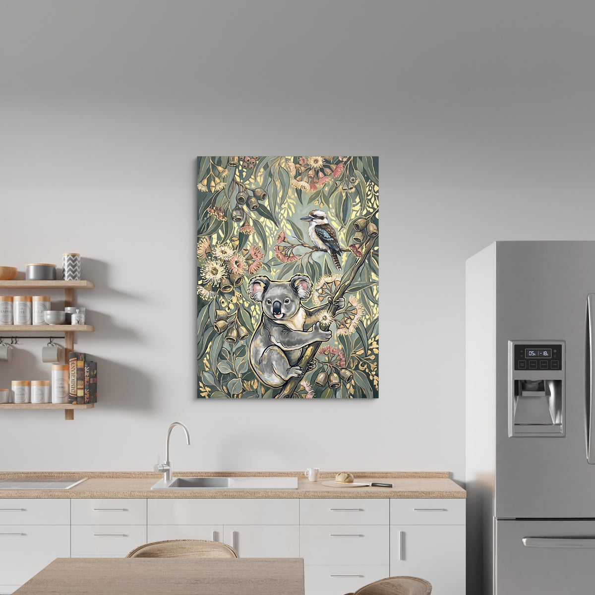 Koala Eucalyptus Bloom — koala eucalyptus bloom sq kitchen wall 1port flush print