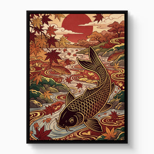 Koi Autumn River — koi autumn river white studio framed black