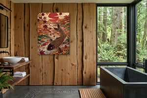 Koi Autumn River — koi autumn river wooden bathroom with window 1port flush print