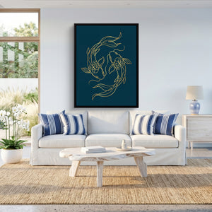 Koi Deep Embrace — koi deep embrace sq beach house 1port framed black