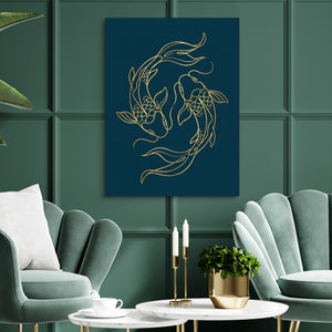 Koi Deep Embrace — koi deep embrace sq green luxury rom 1port flush print