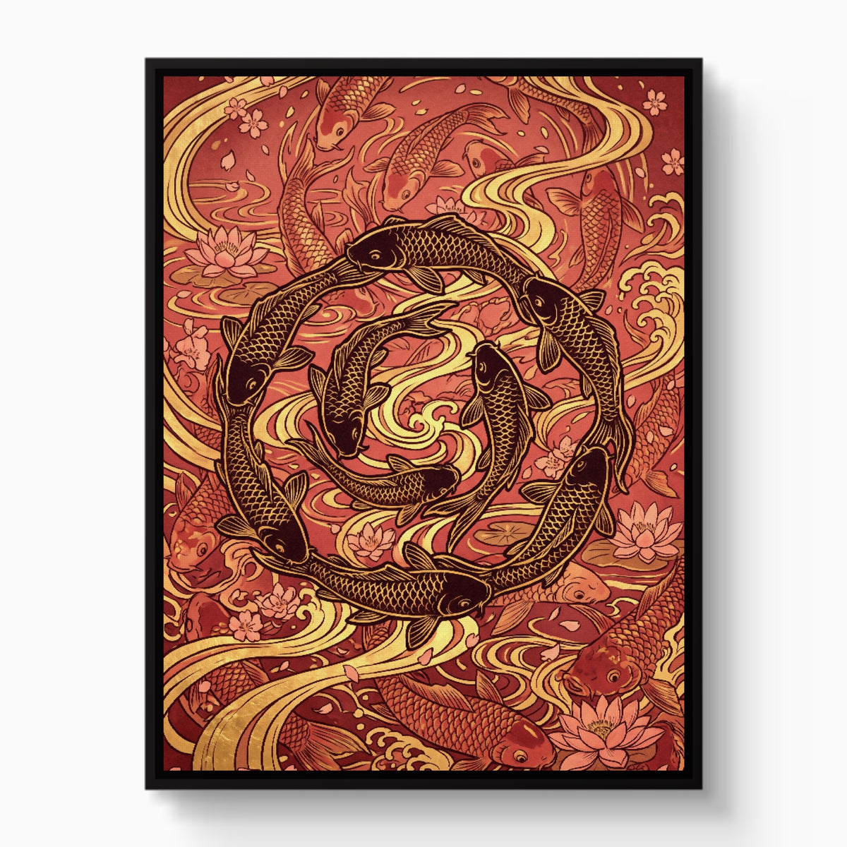 Koi Golden Flow — koi golden flow white studio framed black