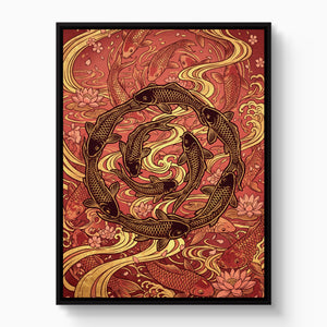 Koi Golden Flow — koi golden flow white studio framed black