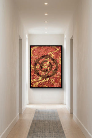 Koi Golden Flow — koi golden flow p long hallway with carpet 1port framed black