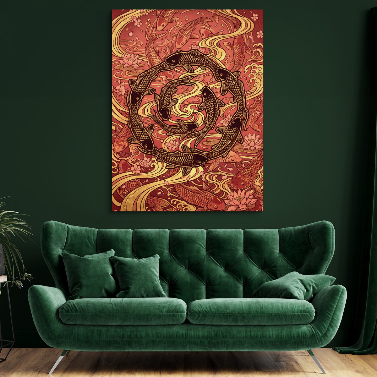 Koi Golden Flow — koi golden flow sq green room 2 1port flush print