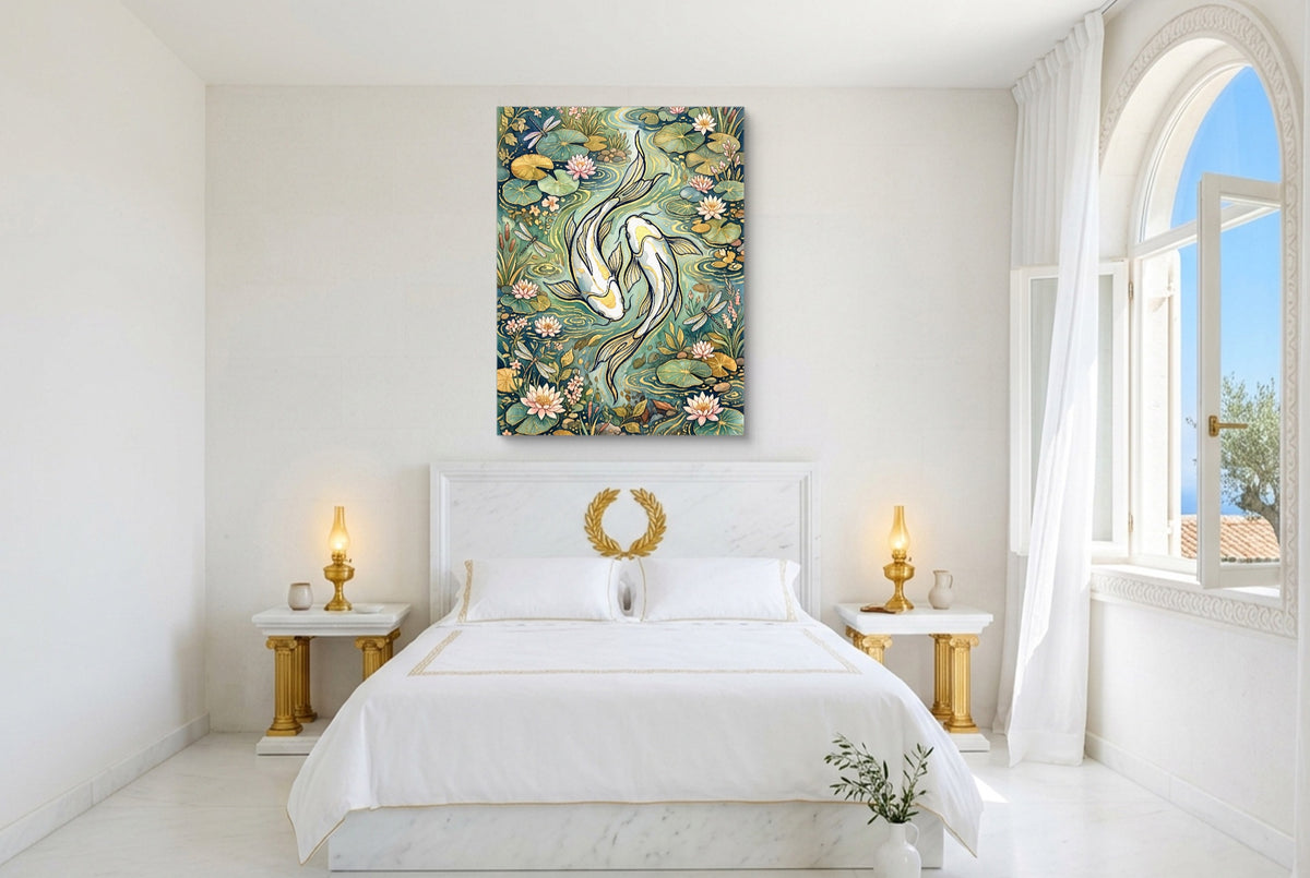 Koi Golden Harmony — koi golden harmony bedroom with window 1port flush print