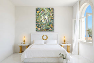 Koi Golden Harmony — koi golden harmony bedroom with window 1port flush print