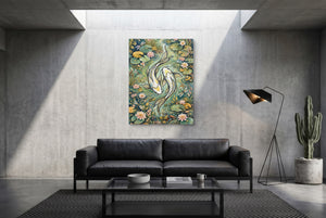 Koi Golden Harmony — koi golden harmony modern minimalist living room 1port flush print