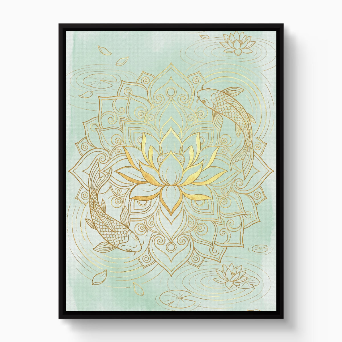 Koi Pond Mandala — koi pond mandala white studio framed black