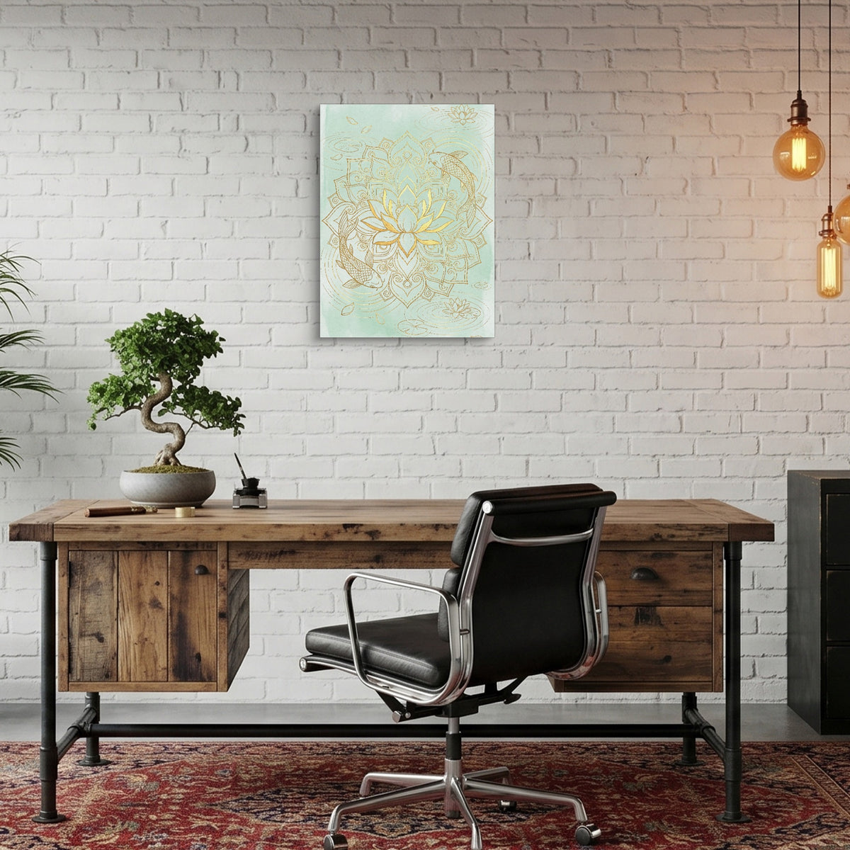 Koi Pond Mandala — koi pond mandala sq bonsai office 1port flush print