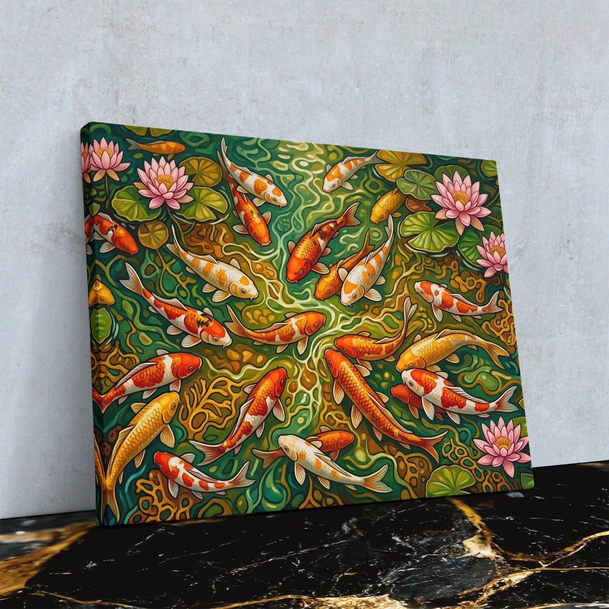 Koi Pond Tapestry — Koi Pond Tapestry Against Wall4x5 Reflect 7