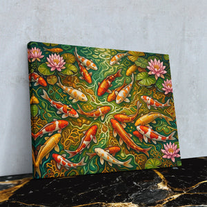 Koi Pond Tapestry — Koi Pond Tapestry Against Wall4x5 Reflect 7