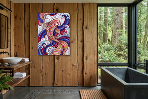 Koi Swirl — koi swirl wooden bathroom with window 1port flush print