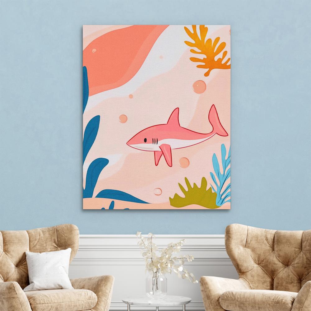 Large Pink Shark - Luxury Wall Art