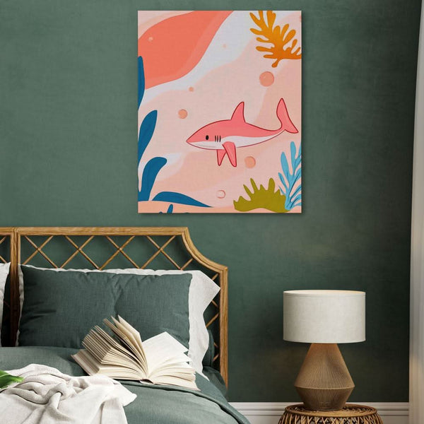 Large Pink Shark in a room