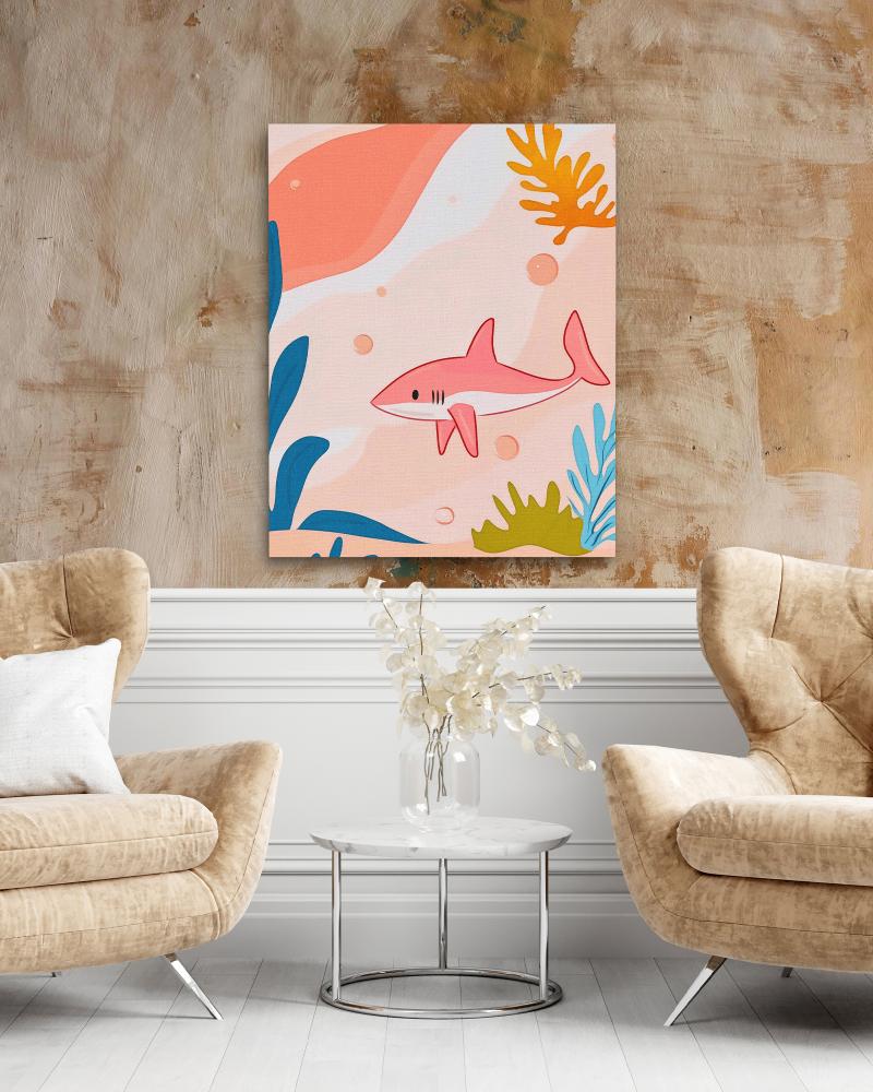 Large Pink Shark - Luxury Wall Art