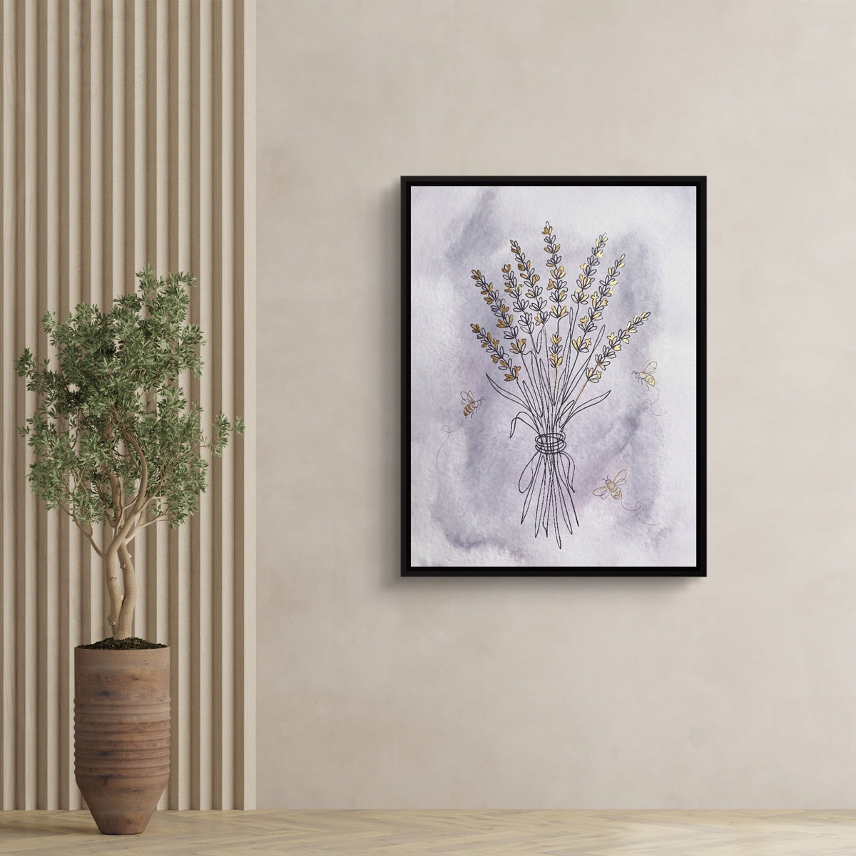 Lavender Bee Flight - Luxury Wall Art