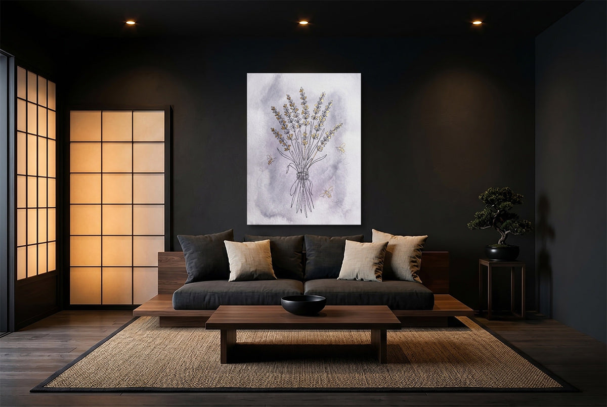 Lavender Bee Flight - Luxury Wall Art