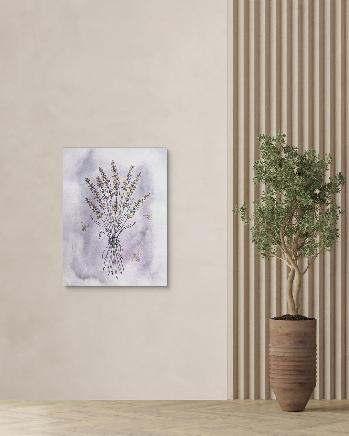 Lavender Bee Flight - Luxury Wall Art