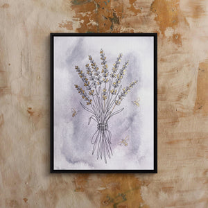 Lavender Bee Flight — lavender bee flight sq bed 1 clay beige 1port framed black
