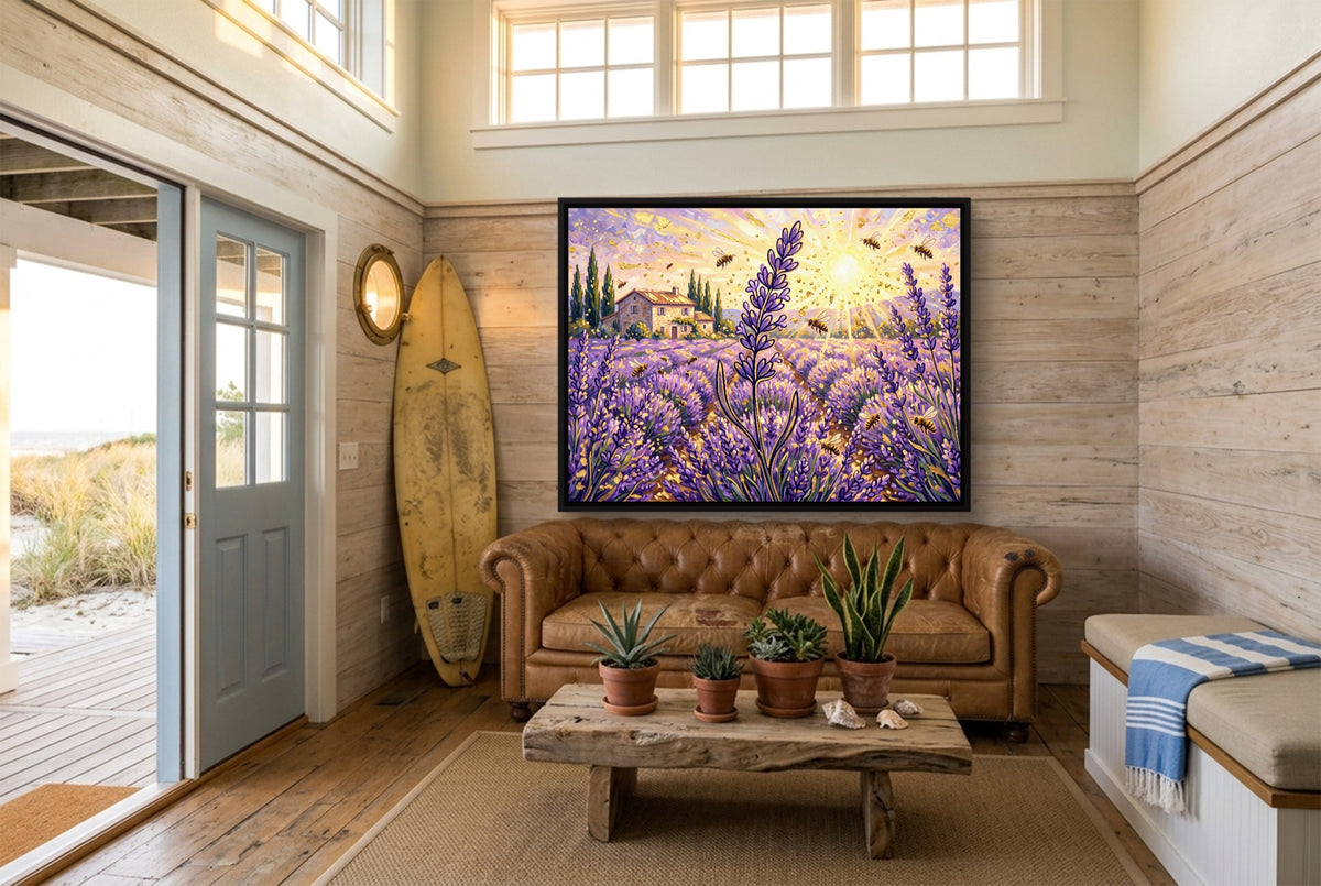 Lavender Golden Sunrise — lavender golden sunrise living room with couch 3 1land framed black