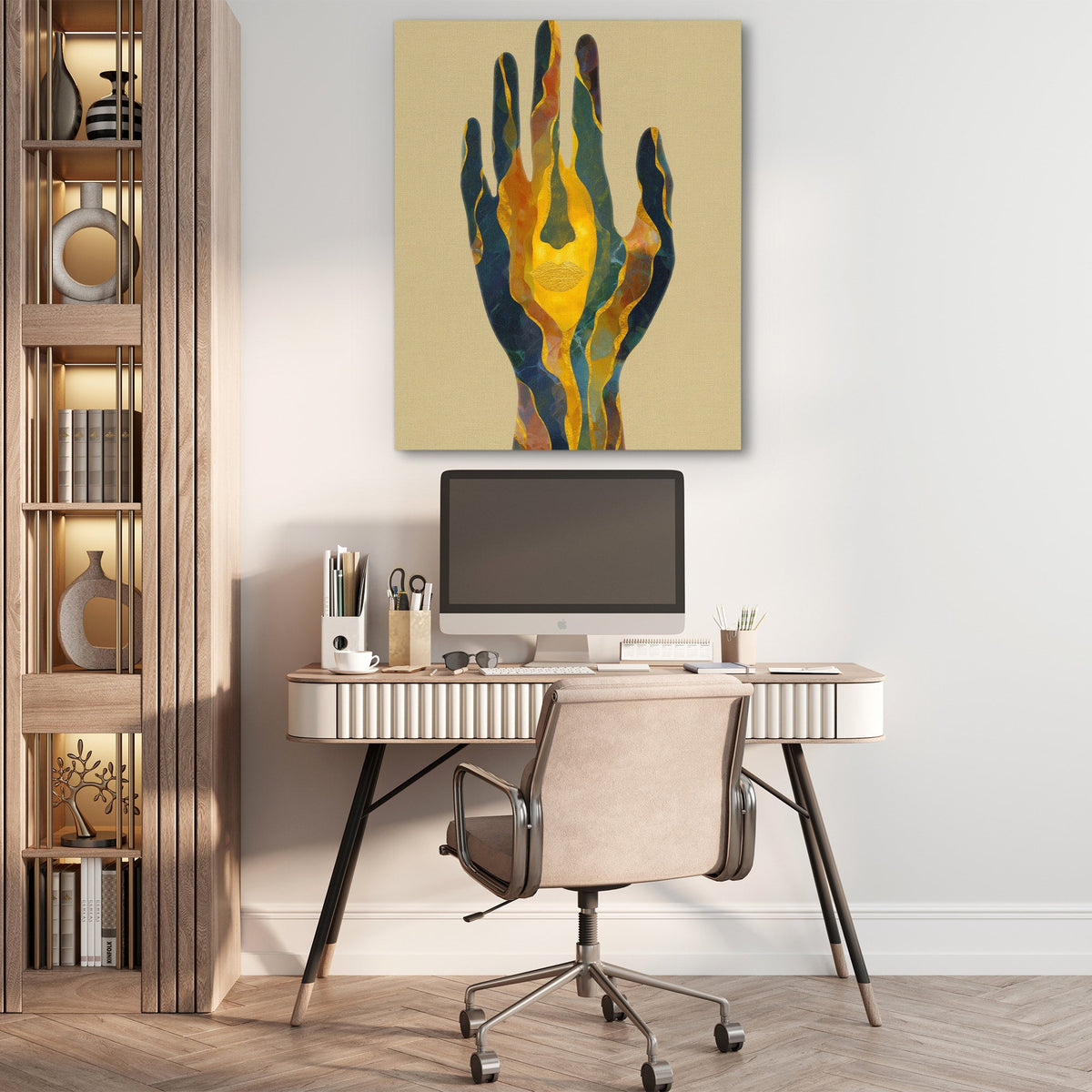 Layered Palm Illumination - Luxury Wall Art