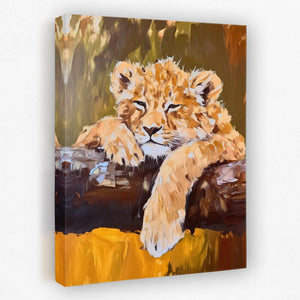 Lazy Lion Cub - Luxury Wall Art